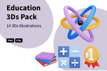 Education Study 3D Icon Pack