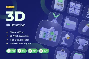 Education Tools 3D Icon Pack