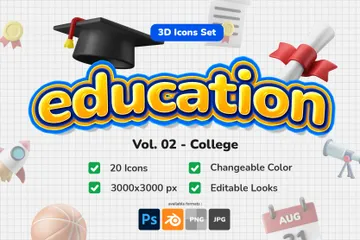 Education - Vol.02 College Theme 3D Illustration Pack
