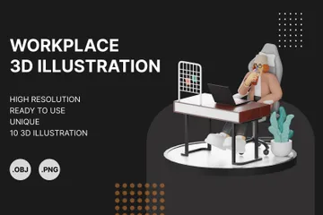L'efficacité redéfinie : créer des environnements de travail esthétiques pour le succès et le talent artistique Pack 3D Illustration