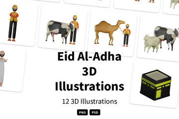 Eid al-Adha Paquete de Illustration 3D