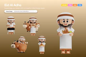 Eid Al Adha Character 3D Illustration Pack