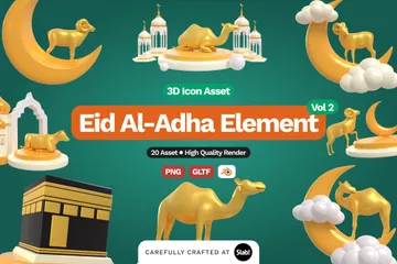 Elemento Eid Al Adha Vol 2 Paquete de Illustration 3D