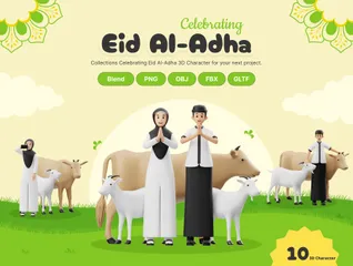 Eid Al-Adha Mubarak Paquete de Illustration 3D
