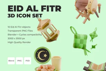 Ayuda AL Fitr Paquete de Icon 3D