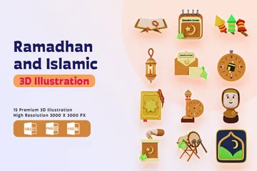 Eid Al-Fitr y Ramadán Paquete de Icon 3D