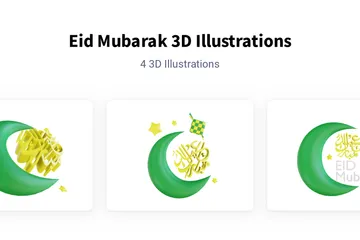 Eid Mubarak Paquete de Illustration 3D