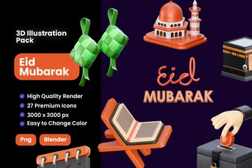 Eid Mubarak 3D Icon Pack