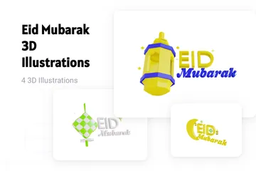 Eid Mubarak Paquete de Illustration 3D