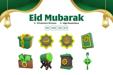 Eid Mubarak Band 2 3D Icon Pack