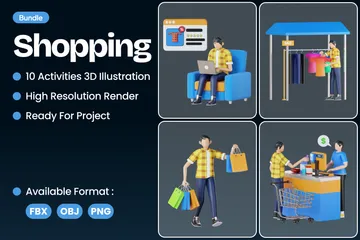 Einkaufen 3D Illustration Pack