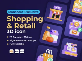 Einkaufen und Einzelhandel 3D Icon Pack