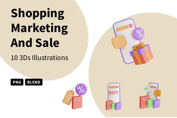 Shopping-Marketing und Verkauf 3D Icon Pack