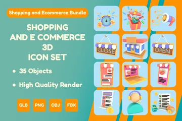 Einkaufen und E-Commerce 3D Icon Pack