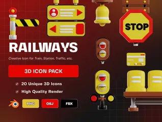 Eisenbahnen 3D Icon Pack