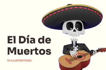 El Día De Muertos & Halloween Paquete de Illustration 3D