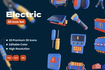 電気の 3D Iconパック