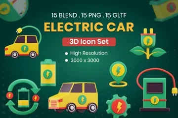 電気自動車 3D Iconパック
