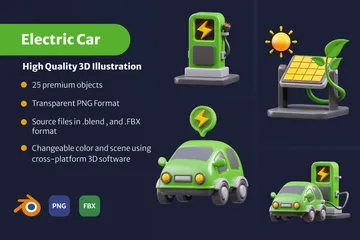 電気自動車 3D Iconパック