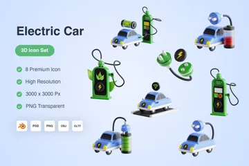 Electric Car 3D Icon Pack