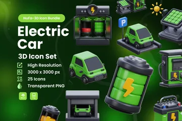 Electric Car 3D Icon Pack
