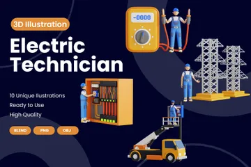 Electric Technician 3D Illustration Pack