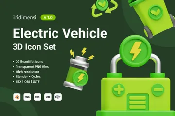 Electric Vehicle 3D Icon Pack