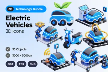 Electric Vehicle 3D Icon Pack