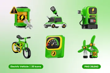 Electric Vehicle 3D Icon Pack