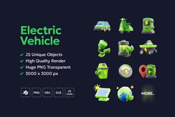 Electric Vehicle 3D Icon Pack