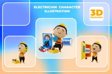 Electrician Character 3D Illustration Pack