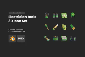 Electrician Tools 3D Icon Pack