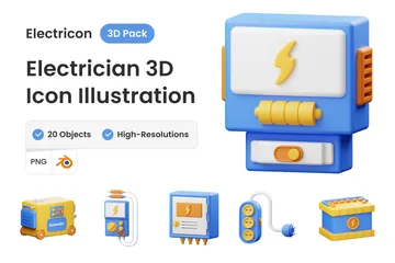 Electricista Paquete de Illustration 3D