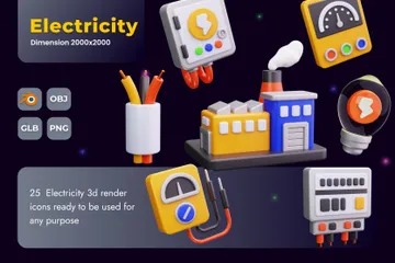 Électricité Pack 3D Icon