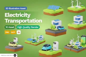Electricity Transportation 3D Illustration Pack
