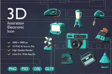 Électronique Pack 3D Icon