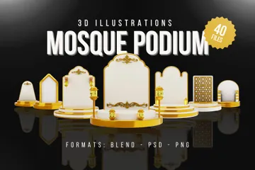 Pódio elegante da mesquita Pacote de Illustration 3D
