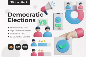Eleições Democráticas Pacote de Icon 3D