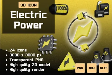 Elektrische Energie 3D Icon Pack