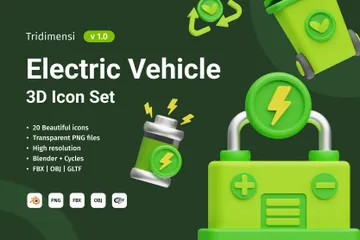 Elektrisches Fahrzeug 3D Icon Pack