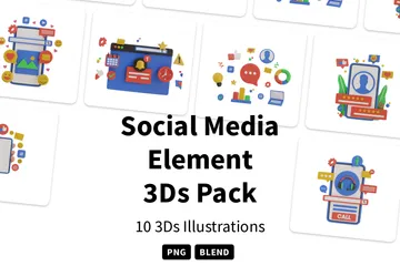 Élément de médias sociaux Pack 3D Illustration