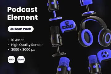 Élément de podcast Pack 3D Icon