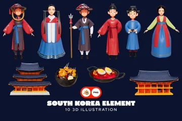 Elemento de Corea del Sur Paquete de Illustration 3D