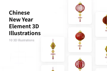 Elemento del año nuevo chino Paquete de Illustration 3D