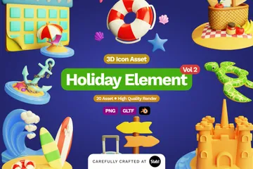 Elemento de férias Vol.2 Pacote de Icon 3D