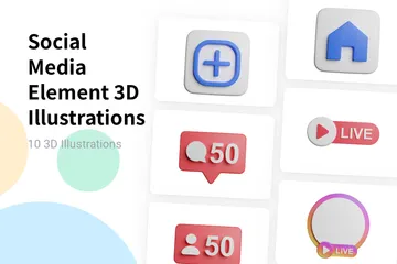 Elemento de redes sociales Paquete de Illustration 3D