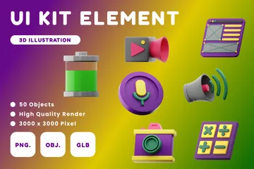 Elemento do kit de interface do usuário Pacote de Icon 3D