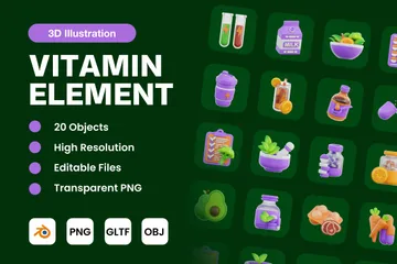 Elemento vitamínico Paquete de Icon 3D