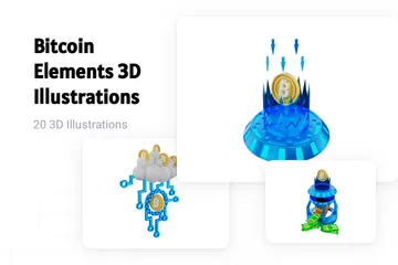 Elementos Bitcoin Pacote de Illustration 3D