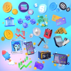 Elementos de criptomoeda Pacote de Icon 3D